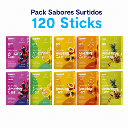 Pack Inicial - 10 Cajas Electrolitos de 12 Sticks Todos los Sabores (120 sticks)
