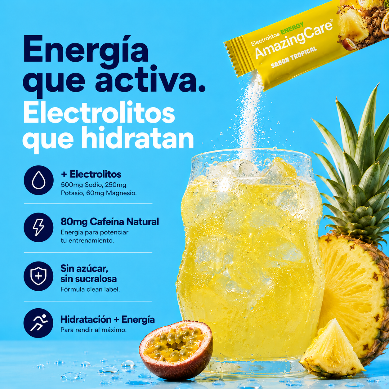 6 Cajas Electrolitos Energy 10 Sticks Tropical (60 sticks)