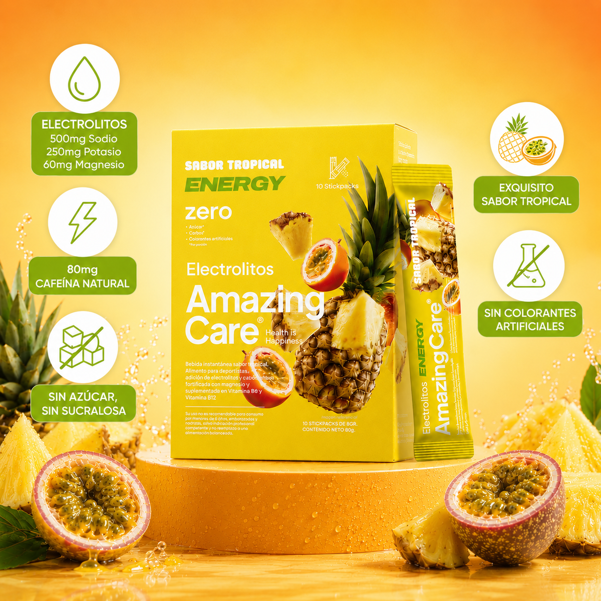6 Cajas Electrolitos Energy 10 Sticks Tropical (60 sticks)