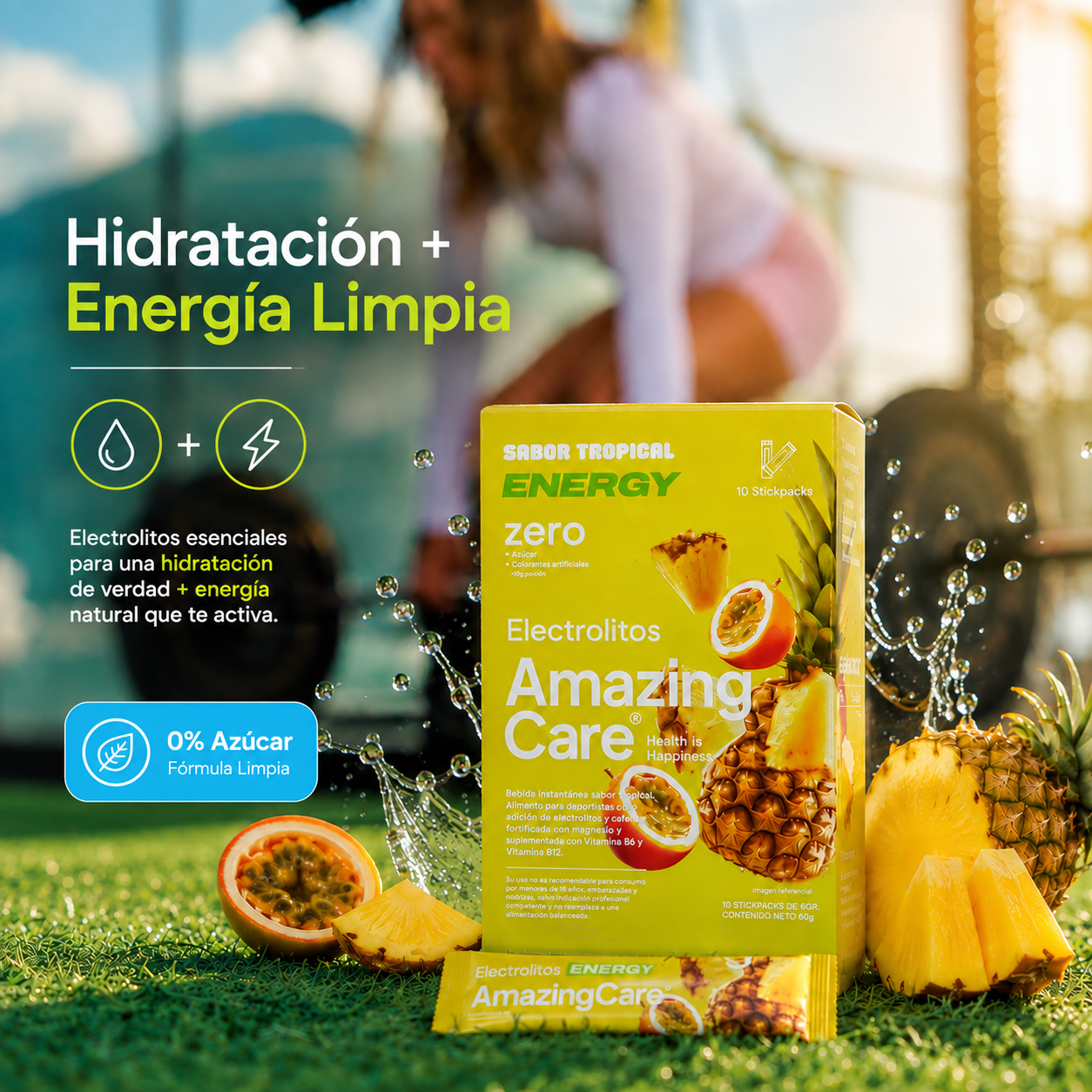 6 Cajas Electrolitos Energy 10 Sticks Tropical (60 sticks)