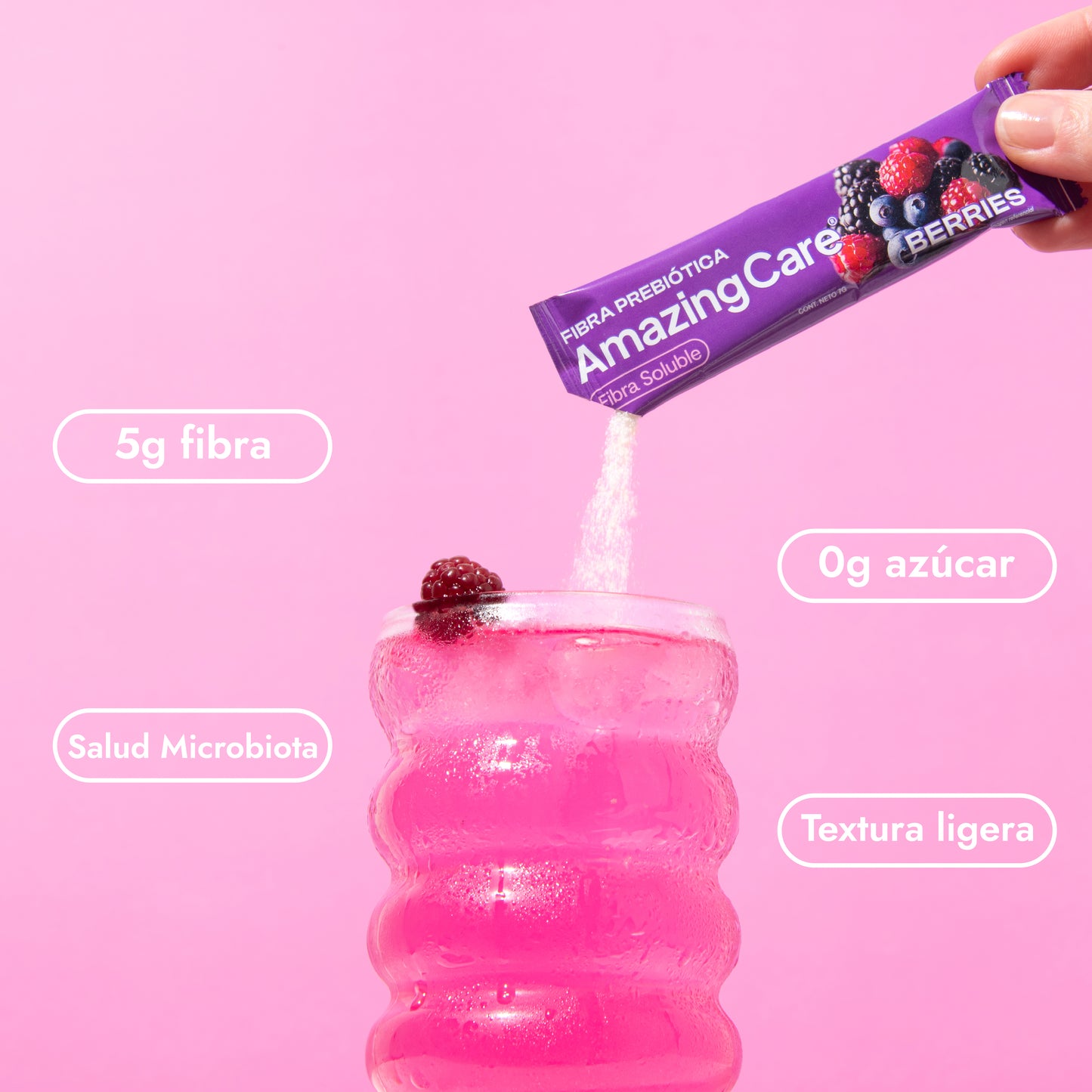 5 Cajas Fibra Prebiótica 20 Sticks Berries (100 sticks)