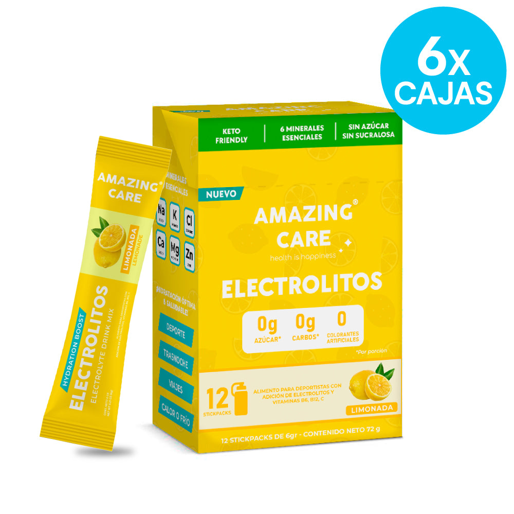 6 Cajas Electrolitos 12 Sticks Limonada (72 sticks)