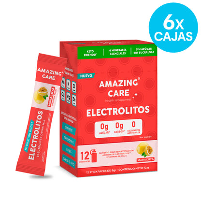 6 Cajas Electrolitos 12 Sticks Maracuyá (72 sticks)