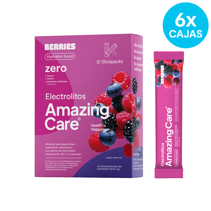 6 Cajas Electrolitos 12 Sticks Berries (72 sticks)