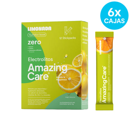 6 Cajas Electrolitos 12 Sticks Limonada (72 sticks)