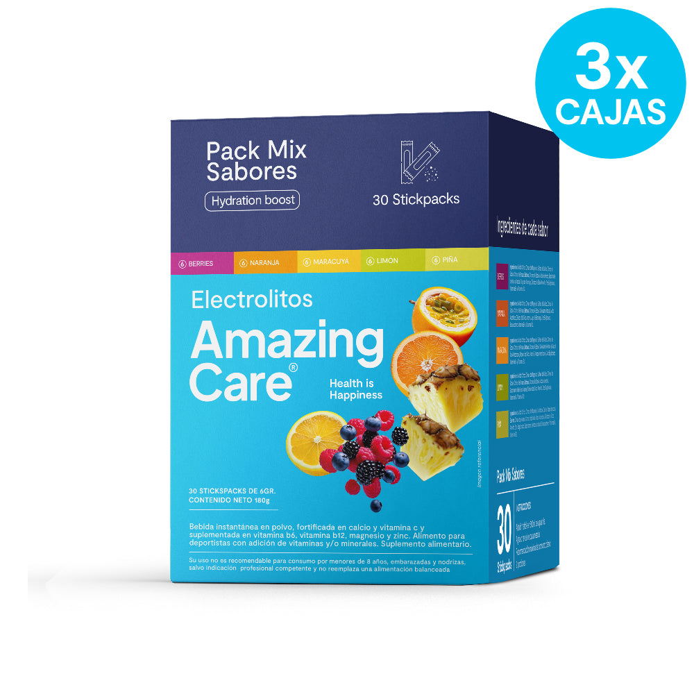 3 Cajas Electrolitos en Polvo Mix Sabores 30 Sticks