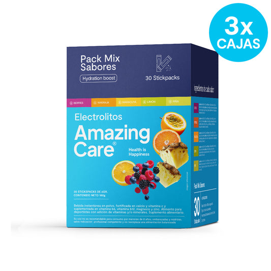 3 Cajas Electrolitos en Polvo Mix Sabores 30 Sticks