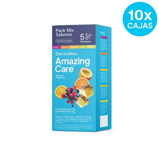 10 Cajas Electrolitos en Polvo Mix Sabores 5 Sticks