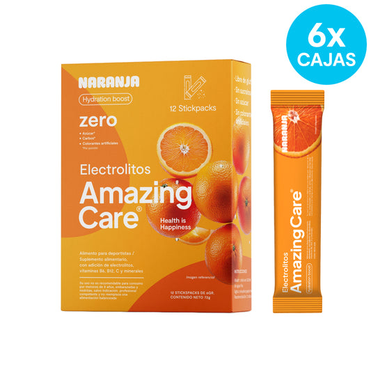 6 Cajas Electrolitos 12 Sticks Naranja (72 sticks)