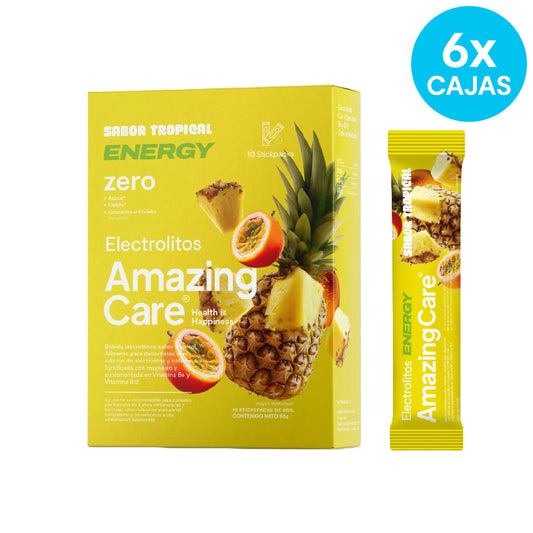 6 Cajas Electrolitos Energy 10 Sticks Tropical (60 sticks)
