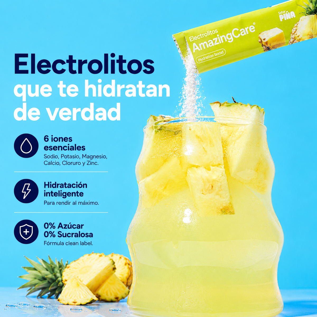 6 Cajas Electrolitos 12 Sticks Piña (72 sticks)