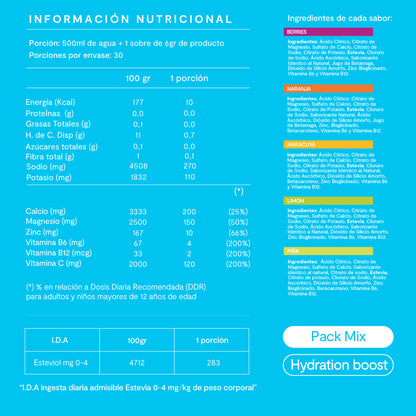 3 Cajas Electrolitos en Polvo Mix Sabores 30 Sticks